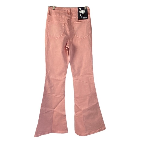 NWT Free People X Sandrine Rose Super Flare Denim Jeans Petal Pink - Picture 3 of 13